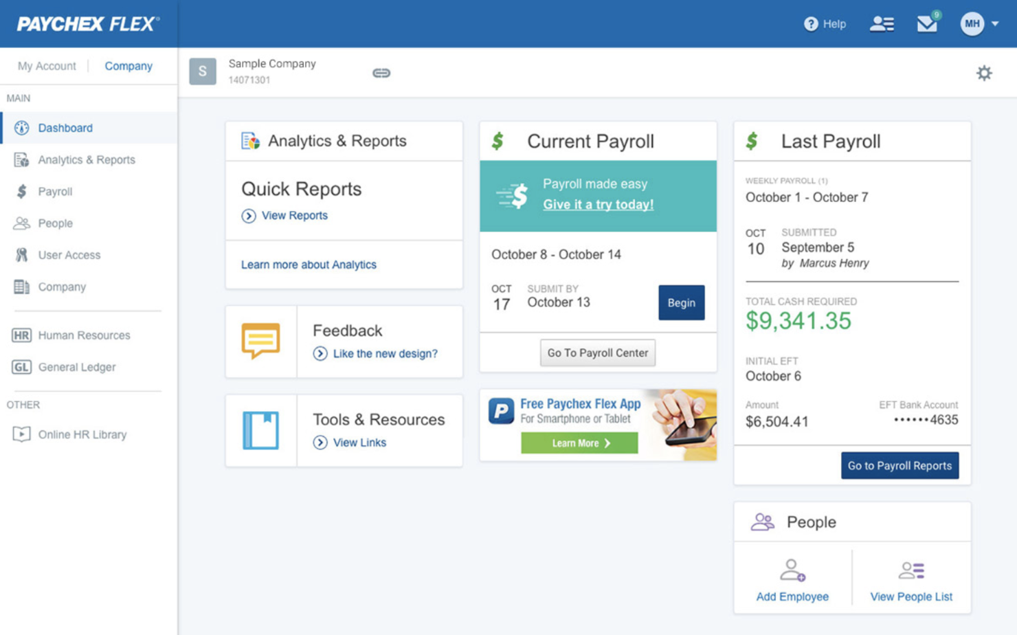 Paychex screenshot - 10 najlepszych alternatyw dla Zenefits — przegląd na 2026 rok