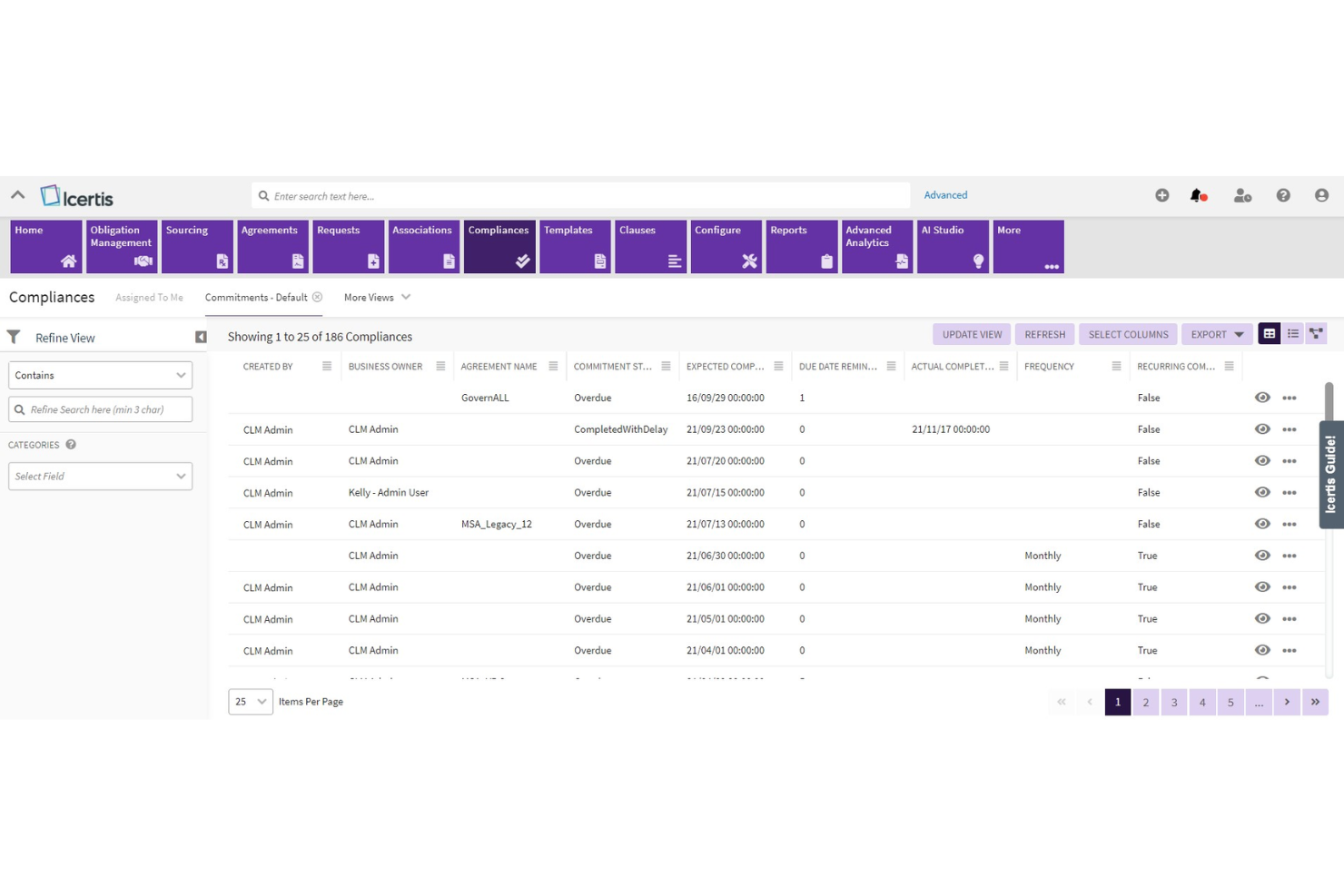 Icertis screenshot - 10 najlepszych programów do zarządzania umowami z wykorzystaniem AI w 2026 roku
