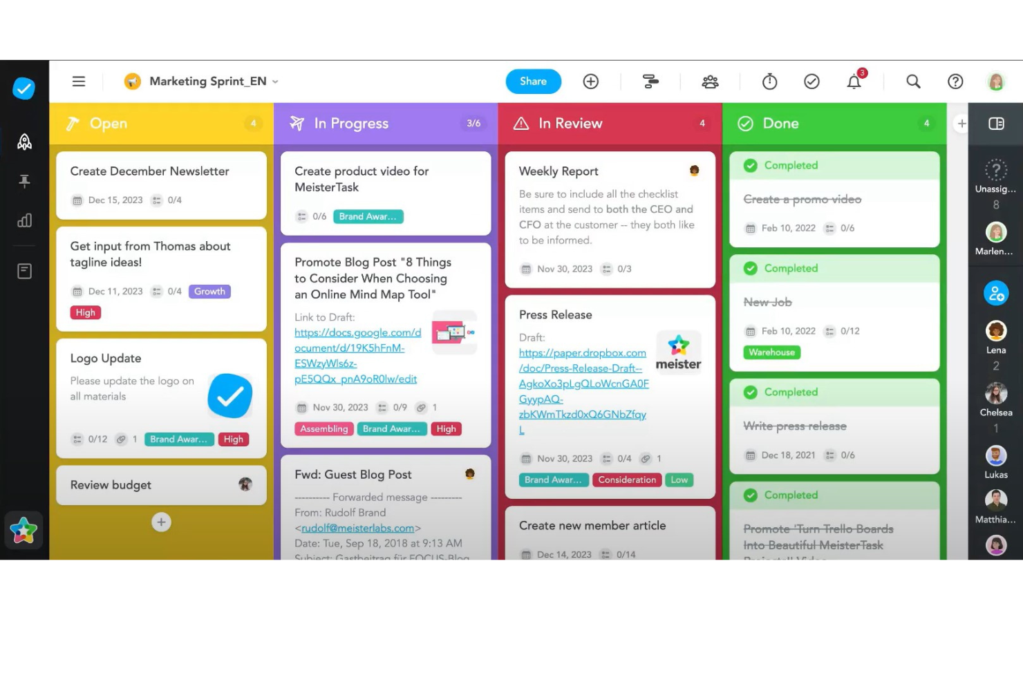 MeisterTask screenshot - 10 najlepszych programów Kanban skracających czas realizacji w 2026 roku