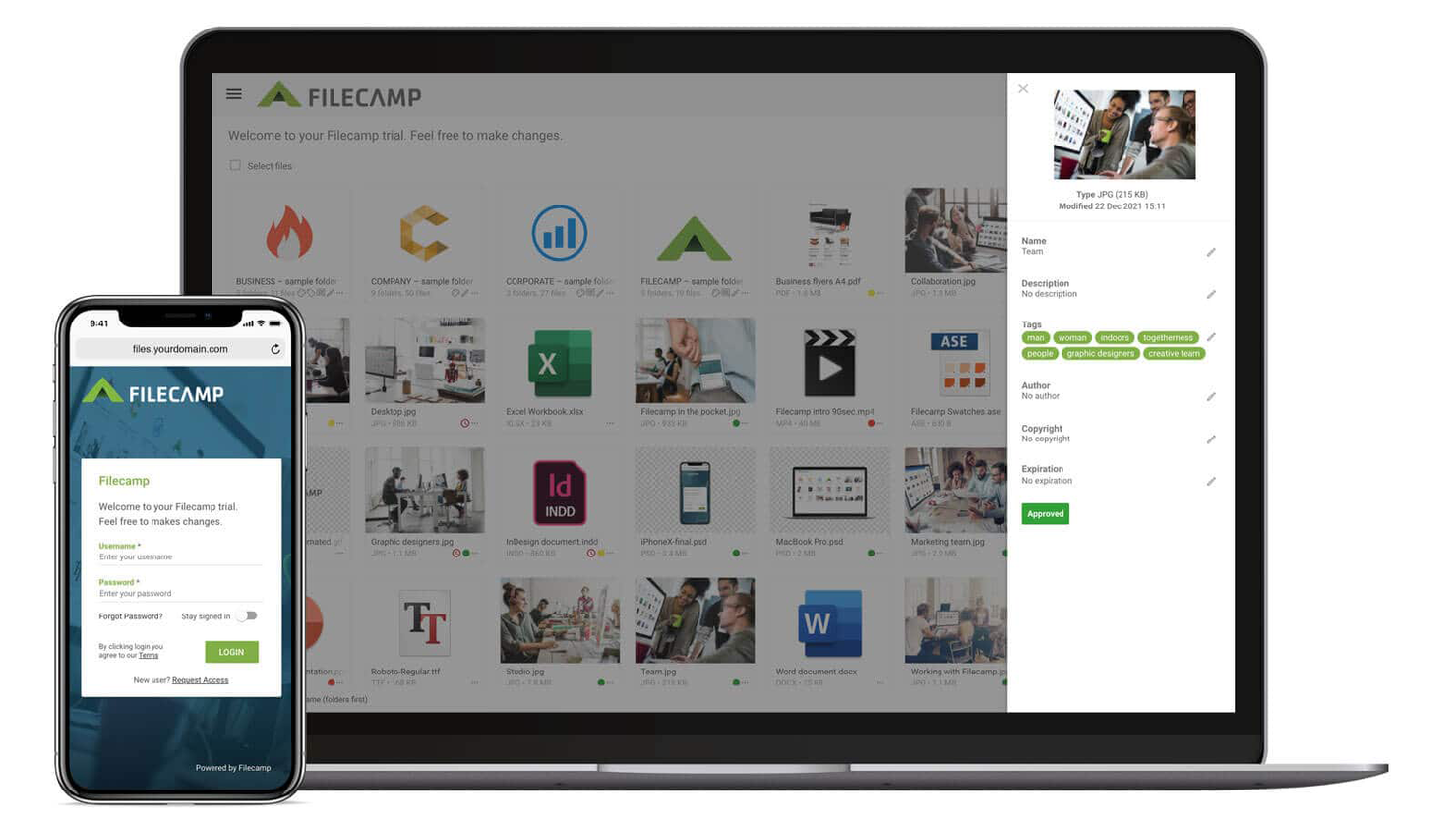 Filecamp screenshot - 10 najlepszych programów do zarządzania zasobami cyfrowymi dla przedsiębiorstw na 2026 rok
