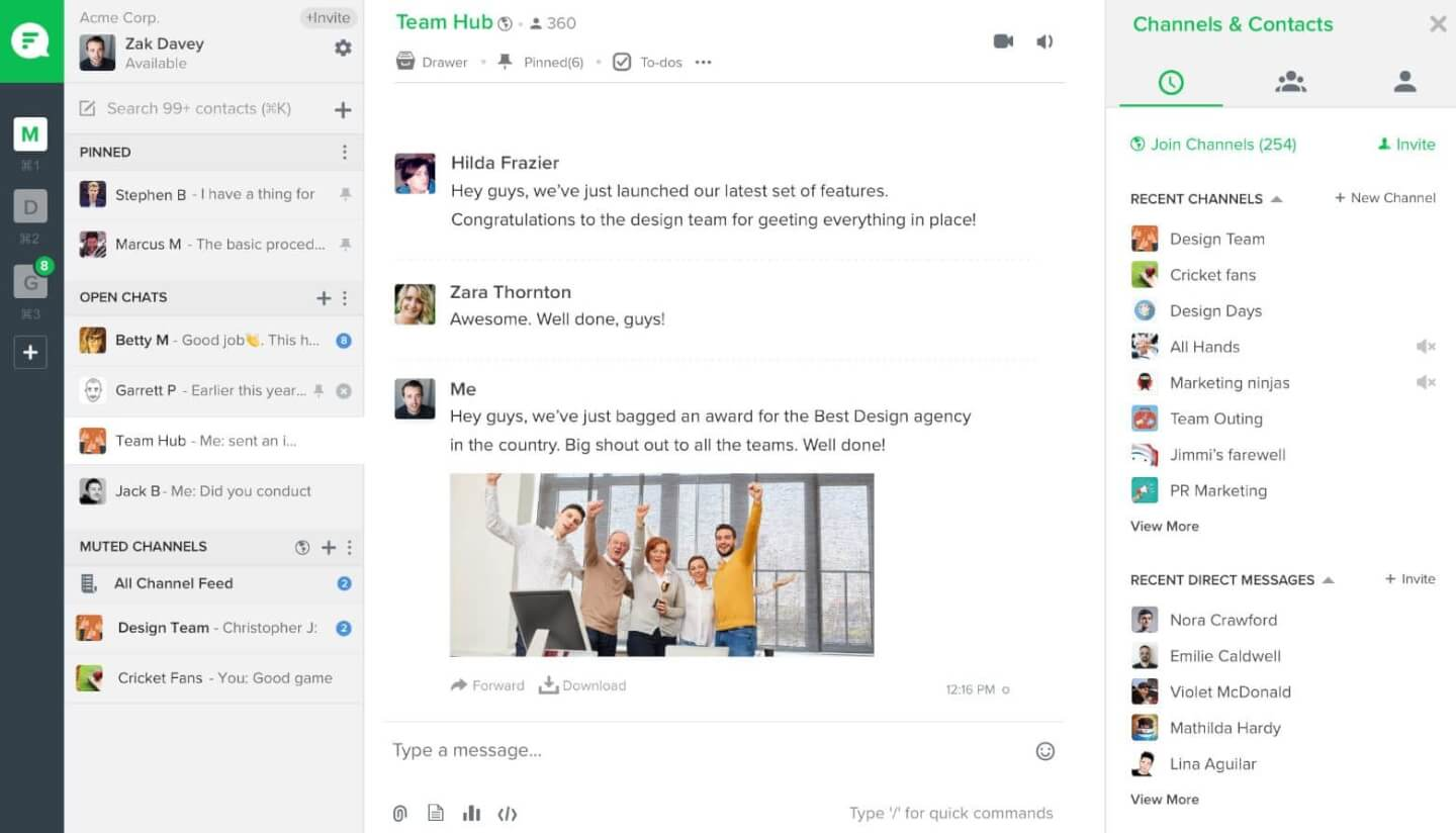 Flock screenshot - 10 najlepszych internetowych narzędzi komunikacyjnych dla zespołów w 2026 roku