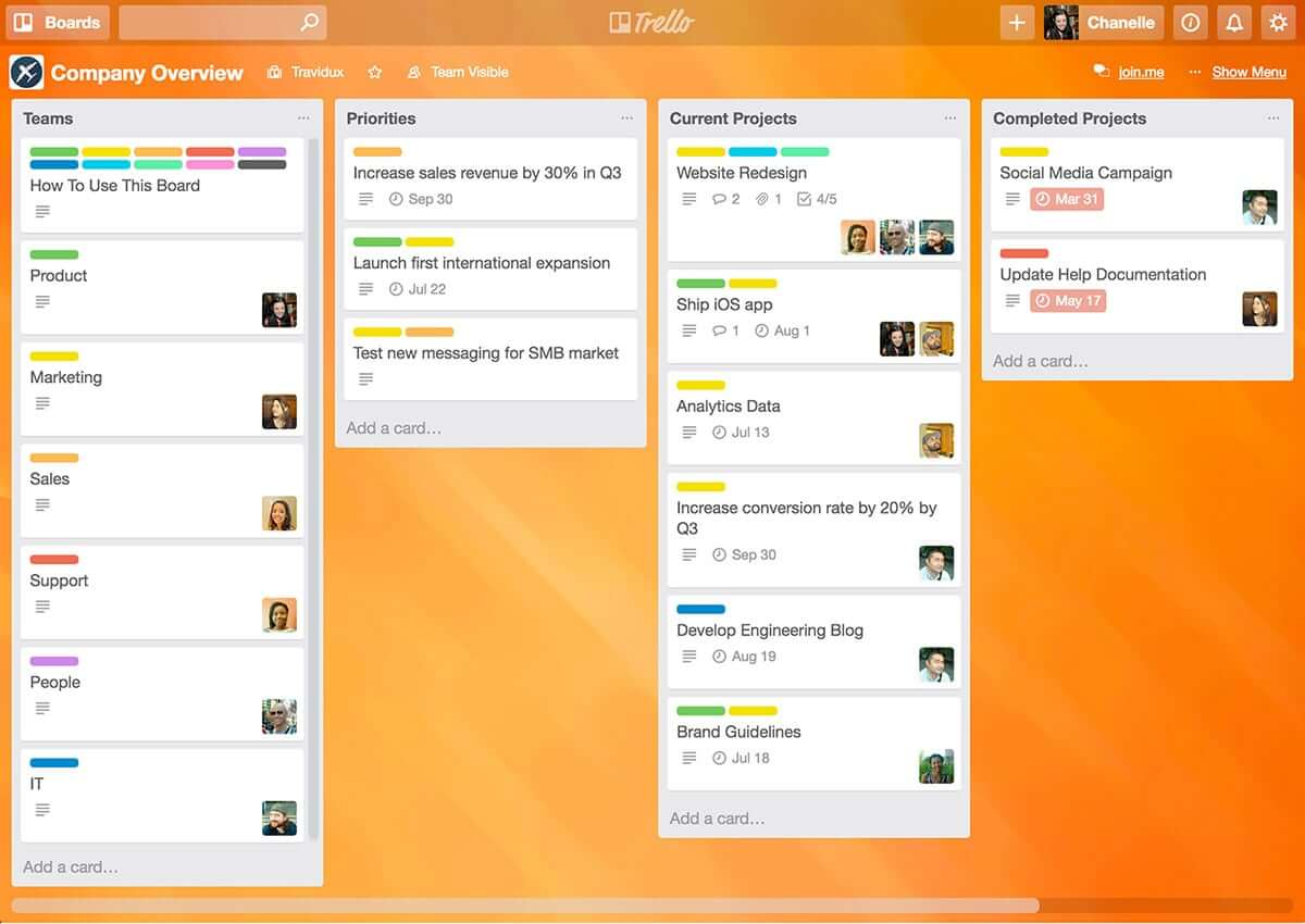 Trello screenshot - 10 najlepszych internetowych narzędzi zwinnych do zarządzania projektami w 2026 roku