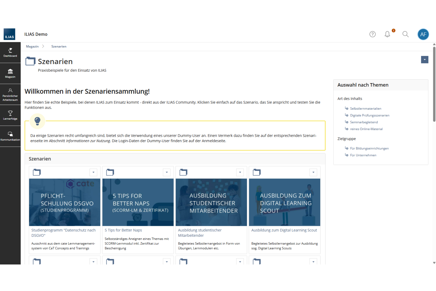 ILIAS screenshot - 10 programów o otwartym kodzie źródłowym do zarządzania umiejętnościami w 2026 roku
