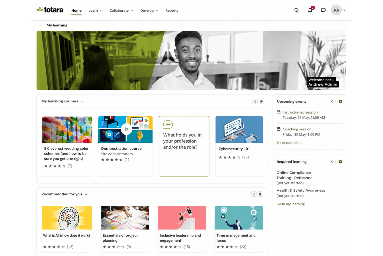 Totara screenshot - 10 programów o otwartym kodzie źródłowym do zarządzania umiejętnościami w 2026 roku
