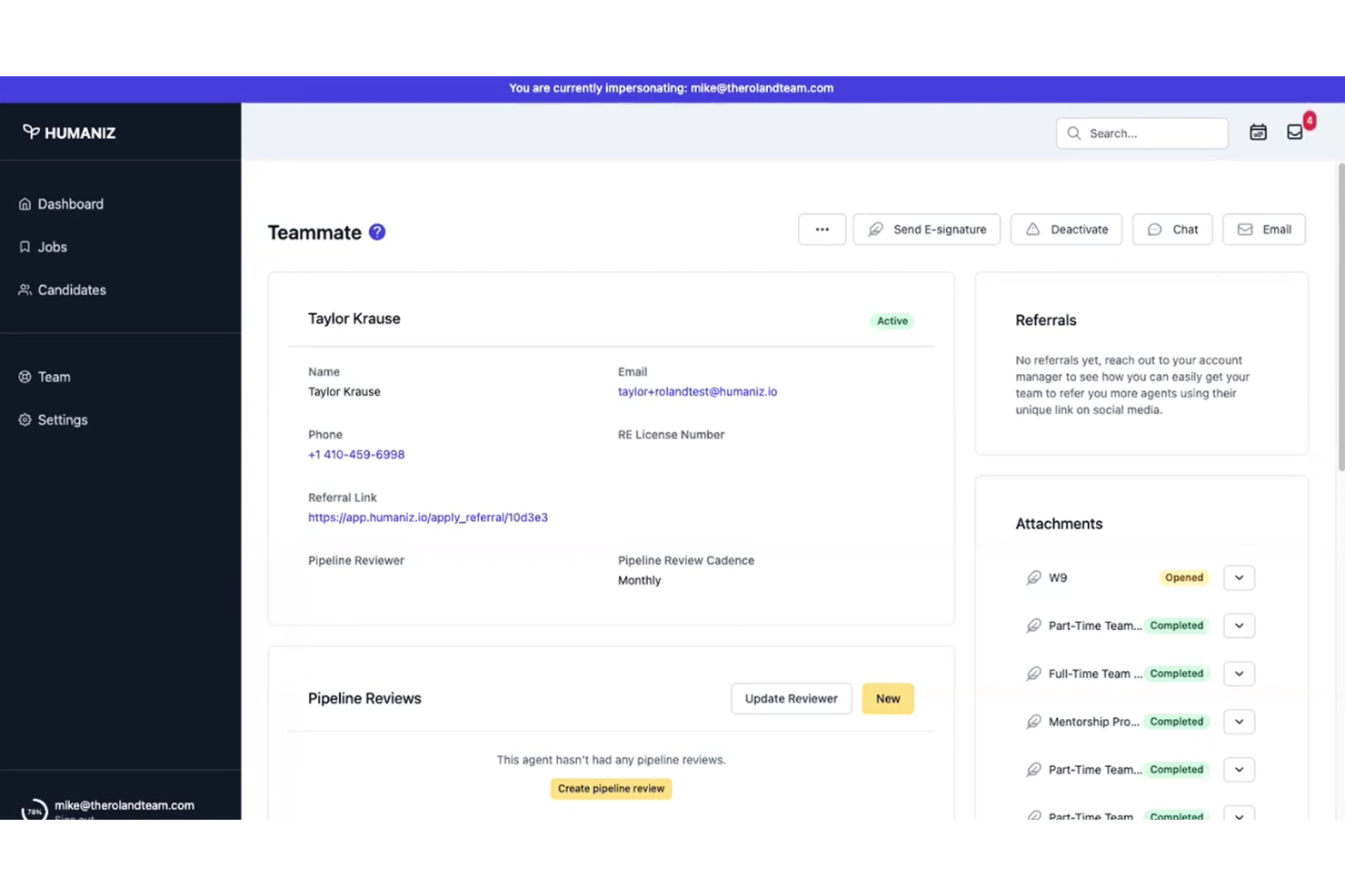 Humaniz screenshot - 10 najlepszych programów do rekrutacji w nieruchomościach w 2026 roku