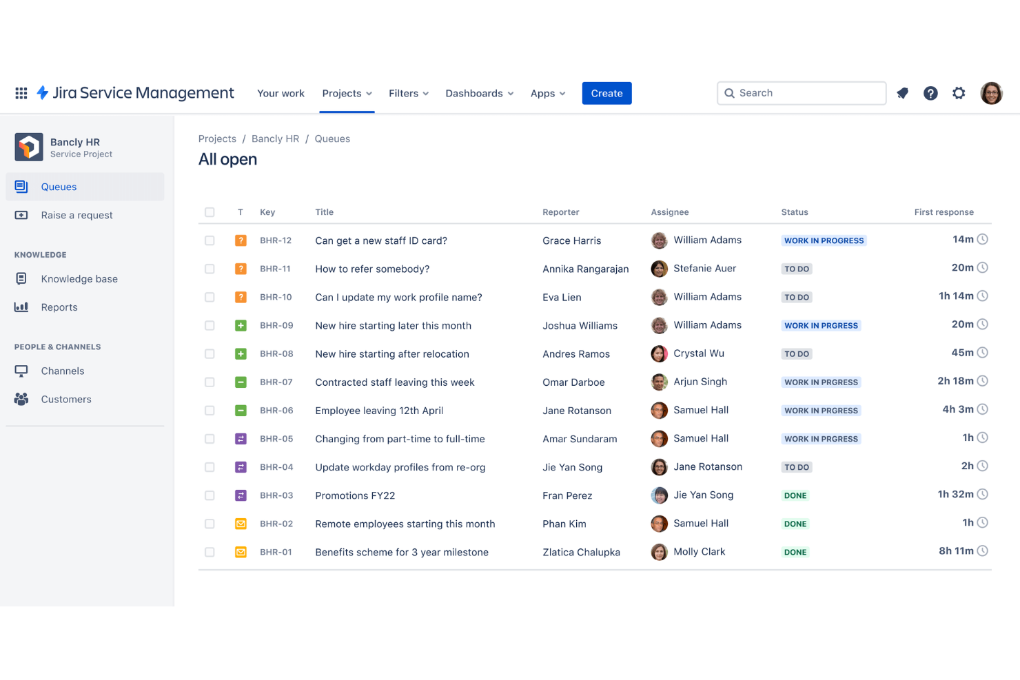 Jira Service Management screenshot - 10 najlepszych programów do zarządzania projektami HR w 2026 roku