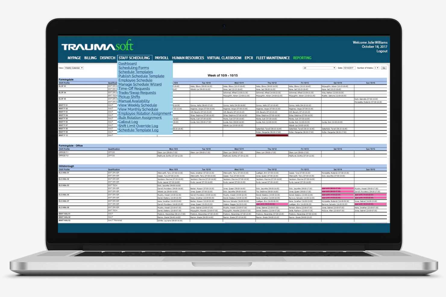 Traumasoft screenshot - 10 najlepszych programów do planowania grafików EMS w 2026 roku