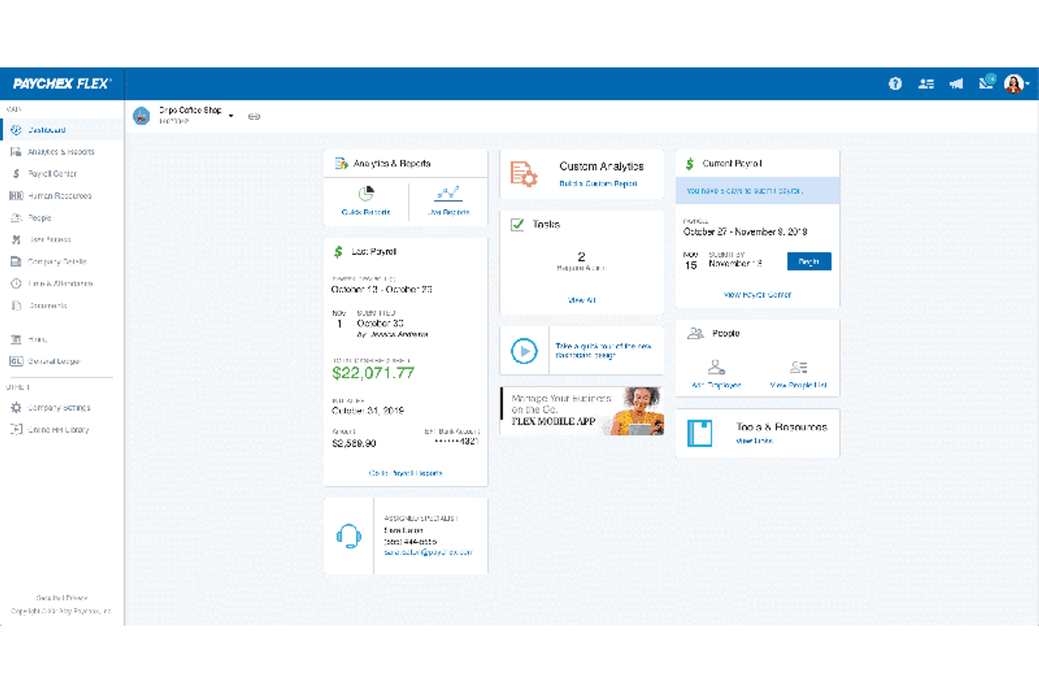 Paychex screenshot - 10 najlepszych systemów zgodności HR dla małych firm na 2026 rok