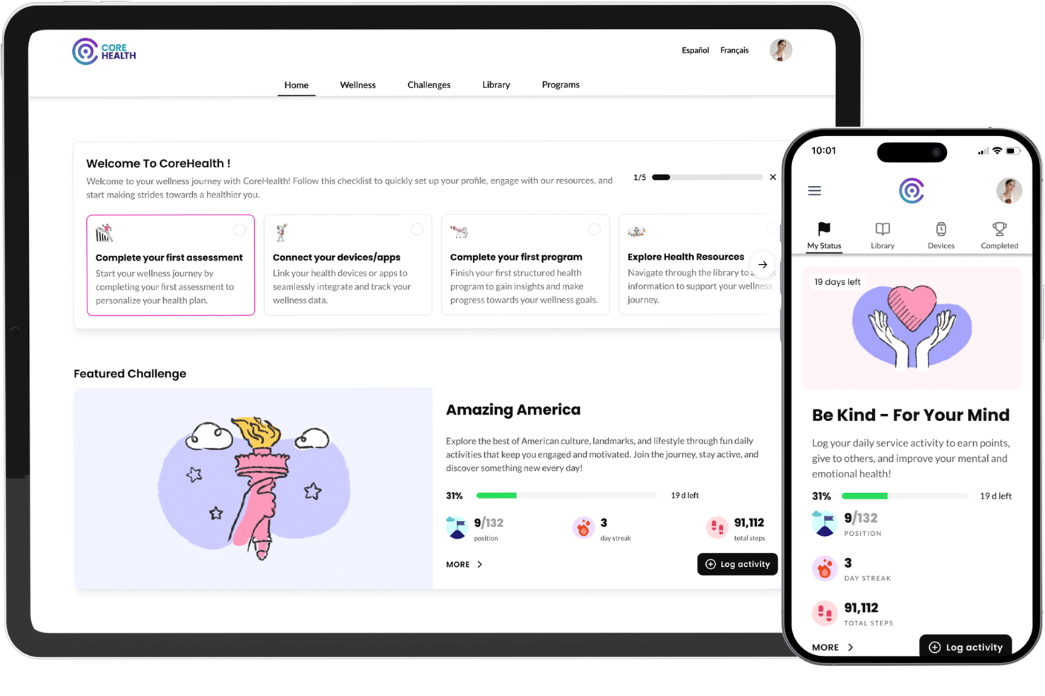 CoreHealth screenshot - 10 najlepszych aplikacji wspierających dobrostan pracowników w 2026 roku