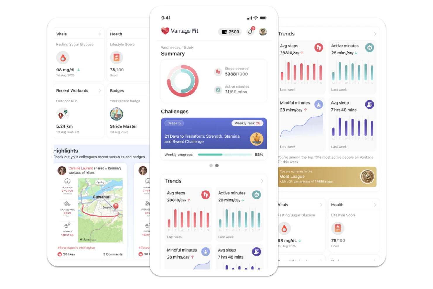 Vantage Fit screenshot - 10 najlepszych aplikacji wspierających dobrostan pracowników w 2026 roku