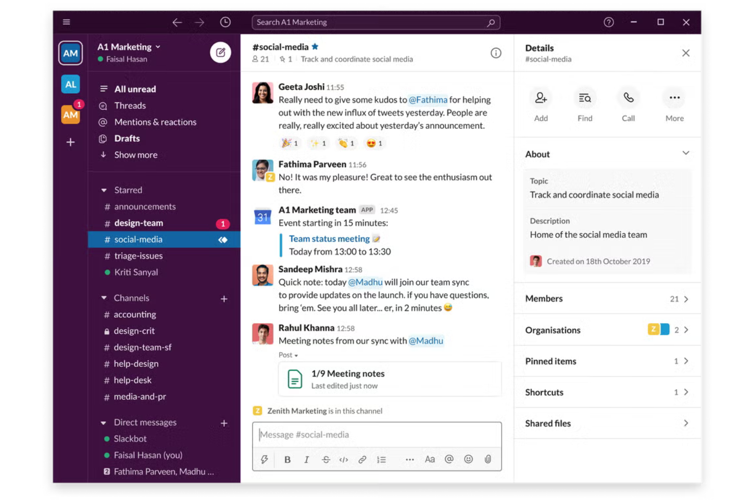 Slack screenshot - 10 narzędzi komunikacji wewnętrznej na 2026 rok