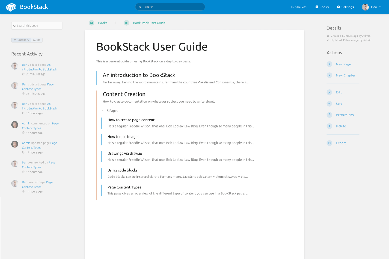 BookStack screenshot - 10 najlepszych programów wiki ocenionych w 2026 roku
