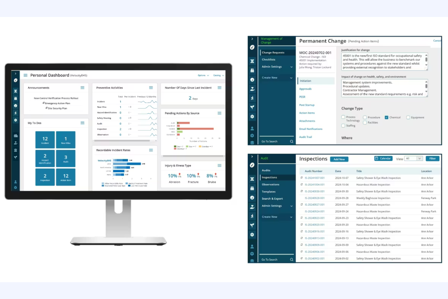 VelocityEHS Compliance Management screenshot - 10 najlepszych programów do zapewniania zgodności wykonawców — przegląd na 2026 rok