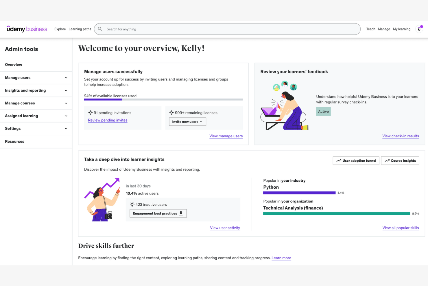 Udemy Business screenshot - 10 alternatyw dla Thinkific w szkoleniach pracowników w 2026 roku