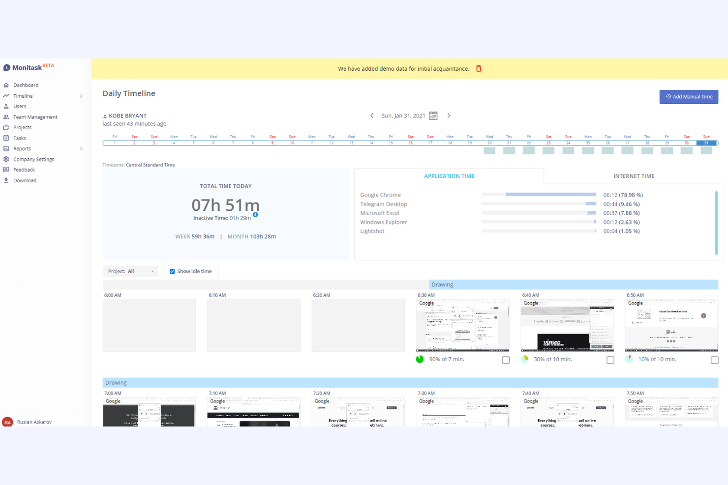 Monitask screenshot - 10 najlepszych programów do monitorowania poczty elektronicznej pracowników — recenzja 2026