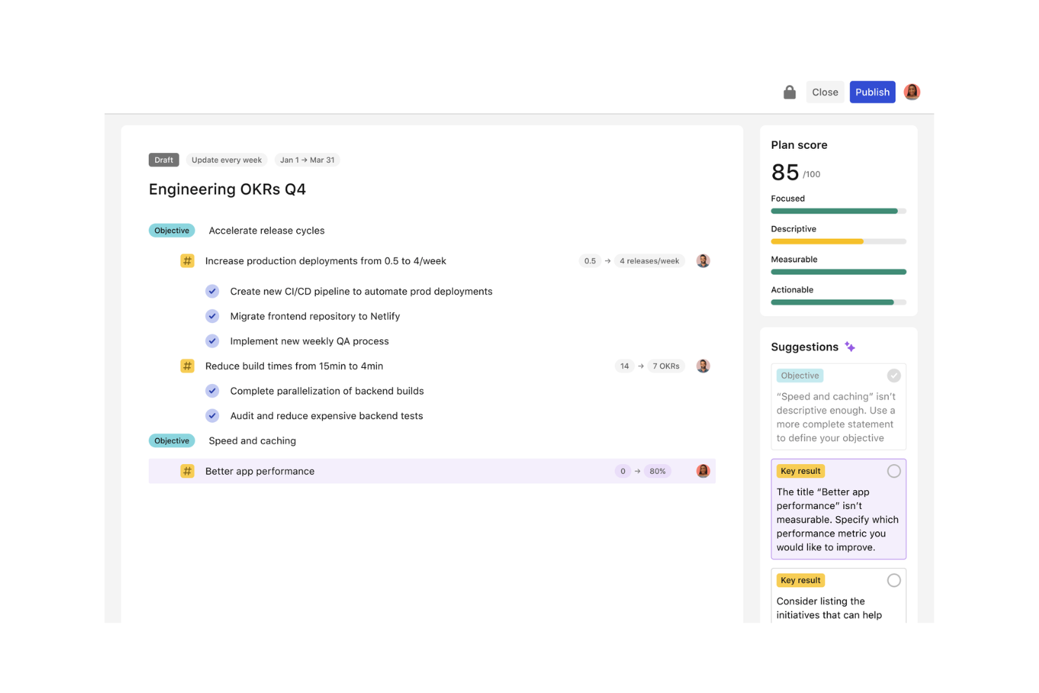 Tability screenshot - 10 najlepszych konkurentów WorkBoard do zarządzania OKR w 2026 roku