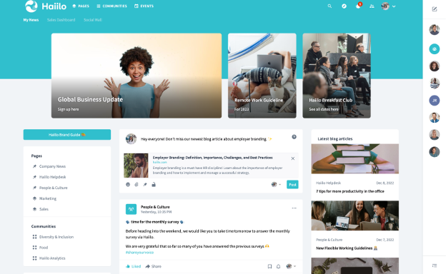 Haiilo screenshot - 10 konkurentów Workvivo do komunikacji z pracownikami w 2026 roku