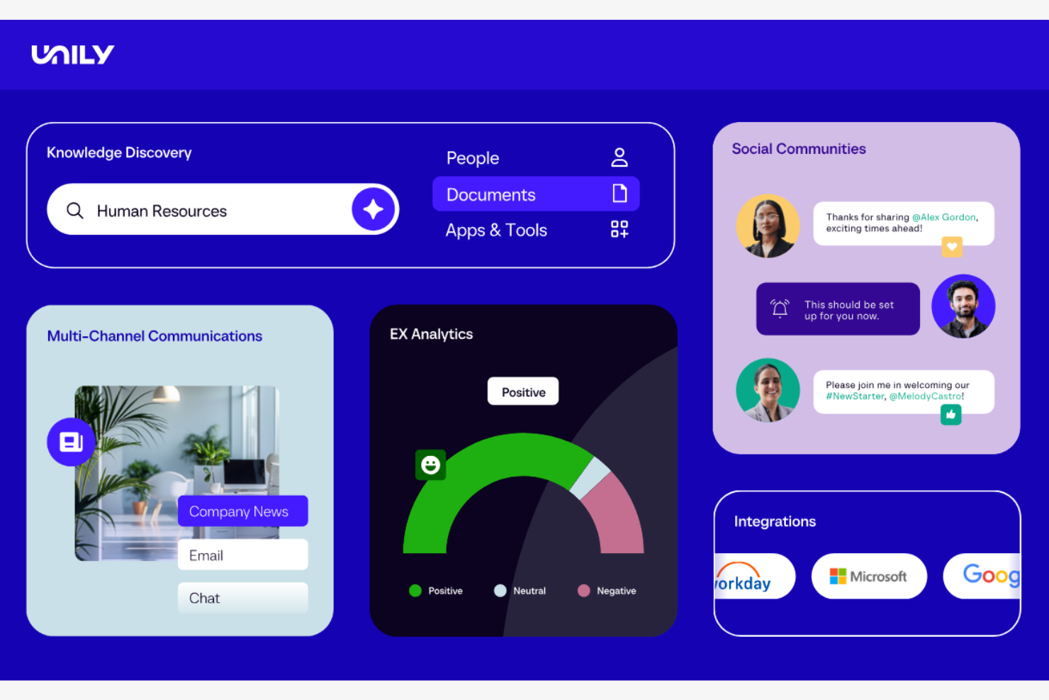 Unily screenshot - 10 najlepszych programów grywalizacyjnych zwiększających zaangażowanie pracowników – recenzja w 2026 roku