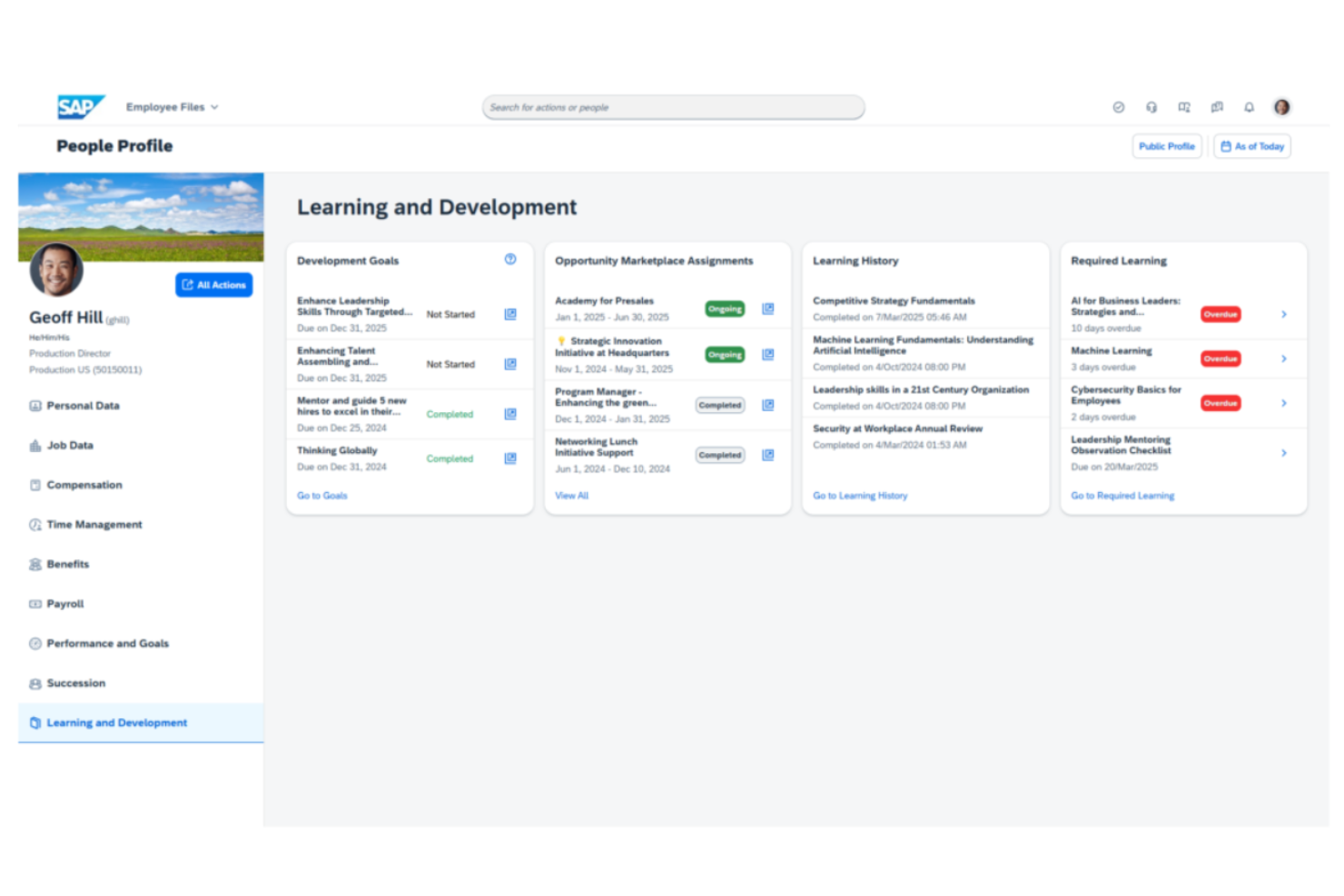 SAP SuccessFactors HCM screenshot - 10 najlepszych rozwiązań AI dla przedsiębiorstw ocenionych w 2026 roku
