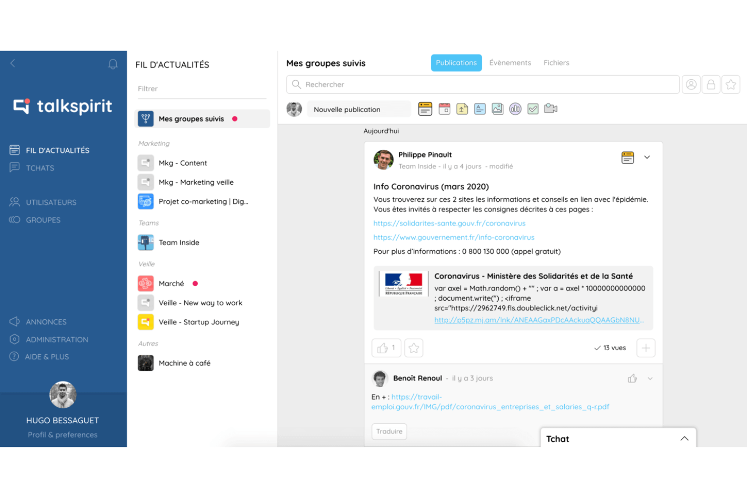 Talkspirit screenshot - 10 najlepszych programów intranetowych dla małych firm sprawdzonych w 2026 roku