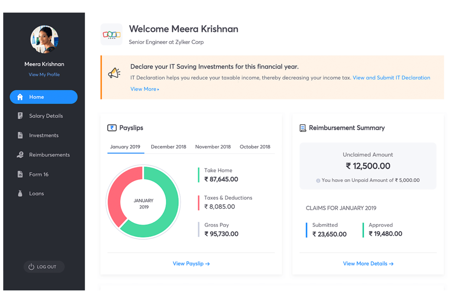 Zoho People screenshot - 10 najlepszych programów do samoobsługi pracowników — recenzja na 2026 rok