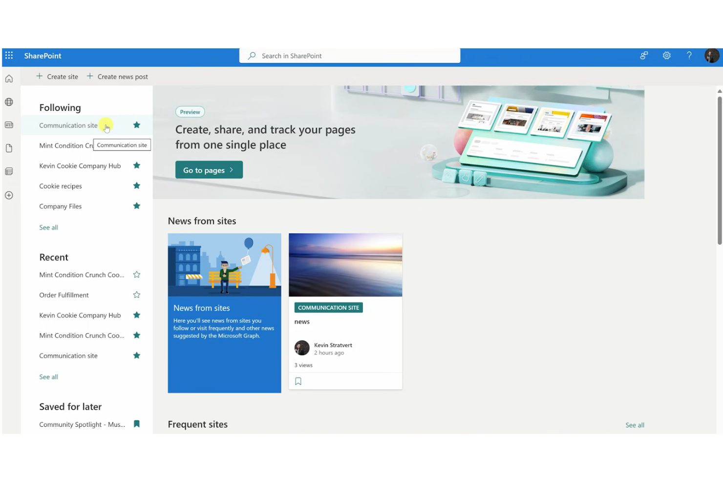 Microsoft SharePoint screenshot - 10 najlepszych programów intranetowych dla małych firm sprawdzonych w 2026 roku