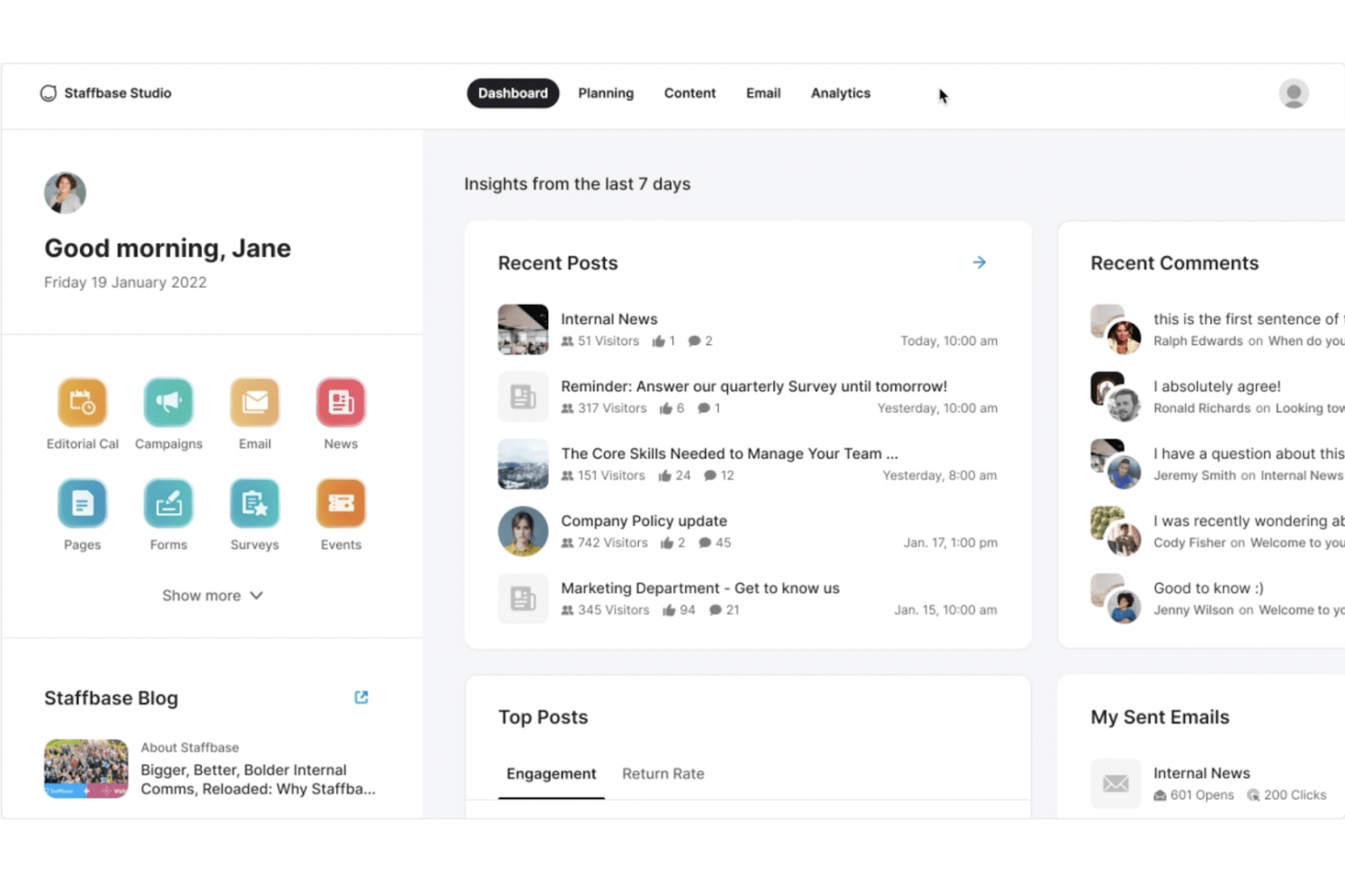 Staffbase screenshot - 10 najlepszych programów intranetowych dla małych firm sprawdzonych w 2026 roku