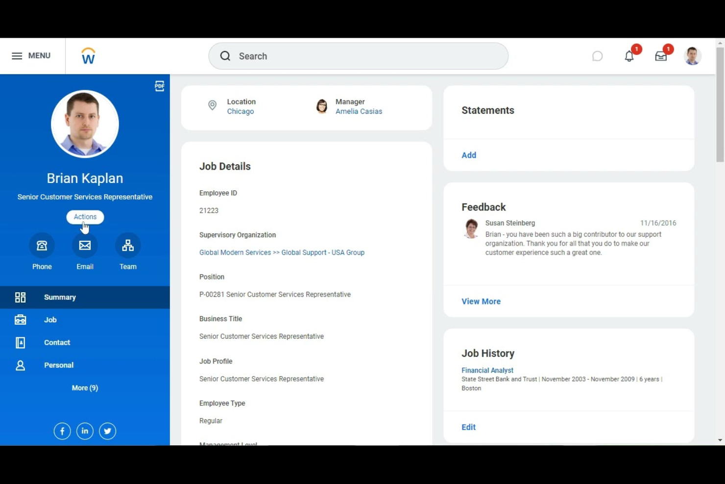 Workday screenshot - 10 najlepszych programów do katalogu pracowników ocenionych w 2026 roku