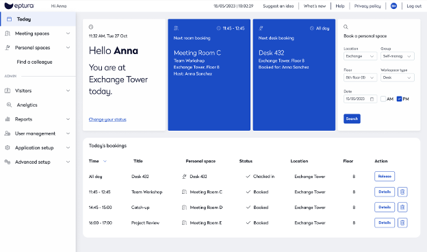Eptura Engage screenshot - 10 najlepszych programów AI do rezerwacji współdzielonych stanowisk pracy — przegląd 2026