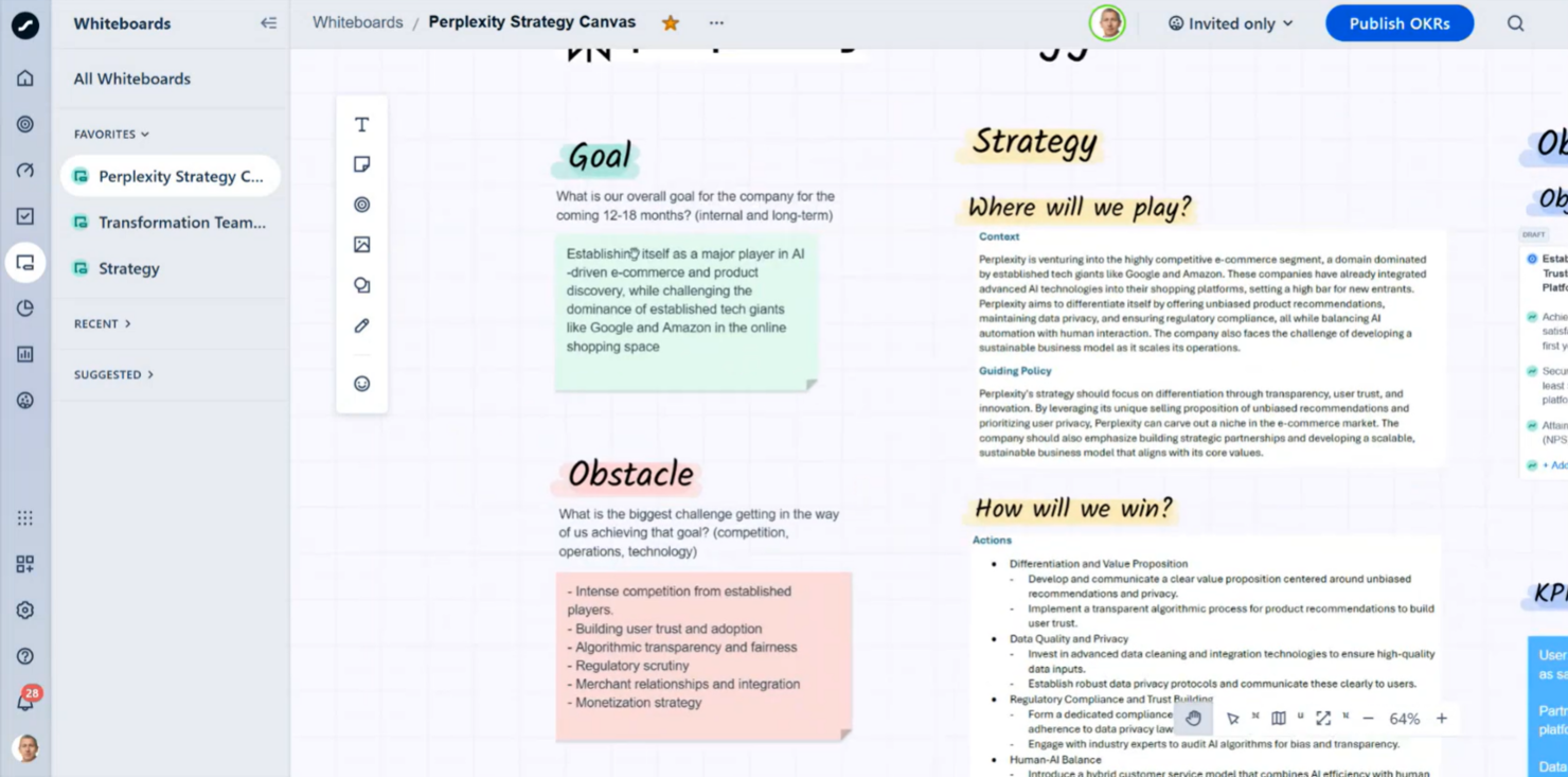 Quantive StrategyAI screenshot - 10 najlepszych narzędzi AI do planowania strategicznego — recenzja na 2026 rok