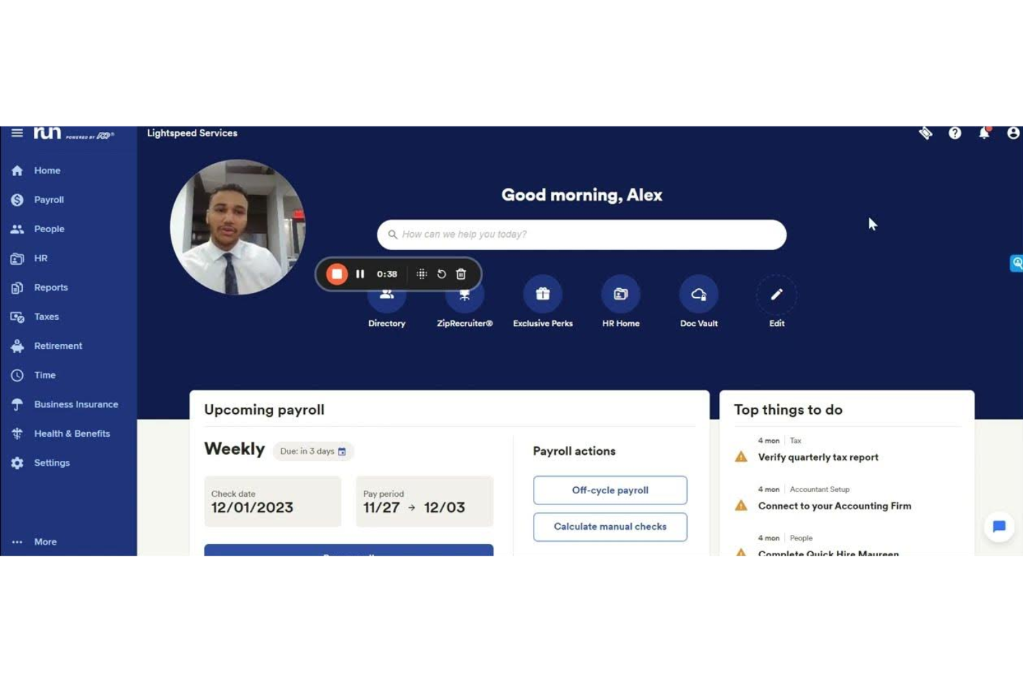 RUN Powered by ADP® screenshot - 10 najlepszych programów AI do obsługi płac — recenzja na 2026 rok