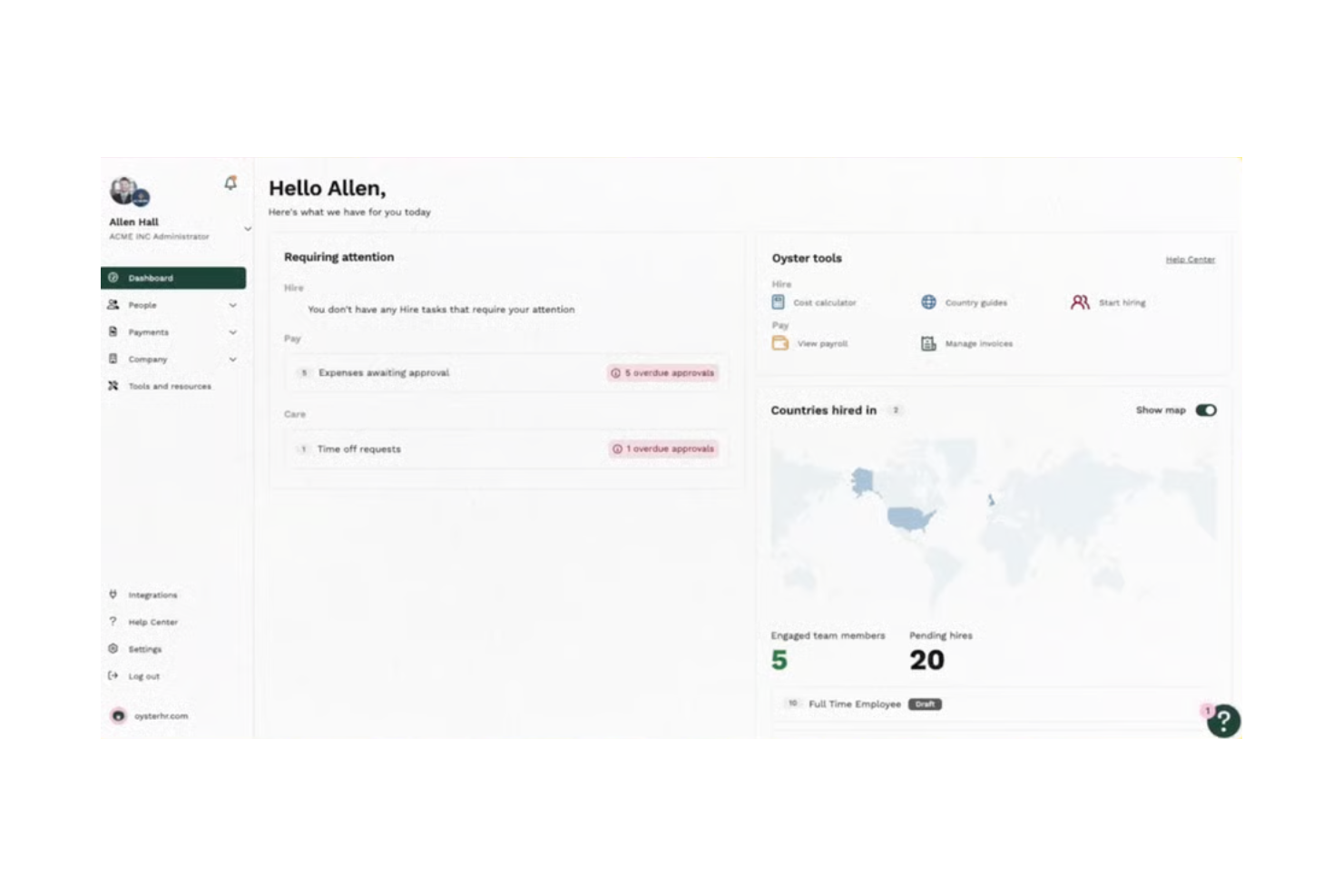 Oyster HR screenshot - 10 alternatyw dla Native Teams w zakresie globalnego naliczania wynagrodzeń w 2026 roku