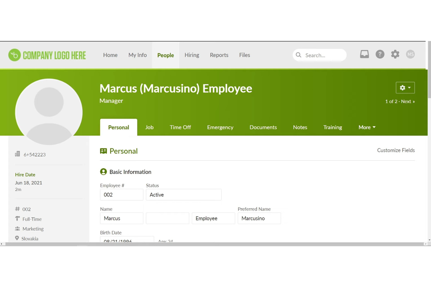 BambooHR screenshot - 10 najlepszych alternatyw dla Zoho Recruit dla zespołów rekrutacyjnych w 2026 roku