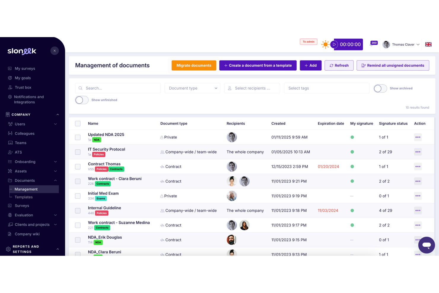 Sloneek screenshot - 10 najlepszych alternatyw dla Homebase przeanalizowanych w 2026 roku