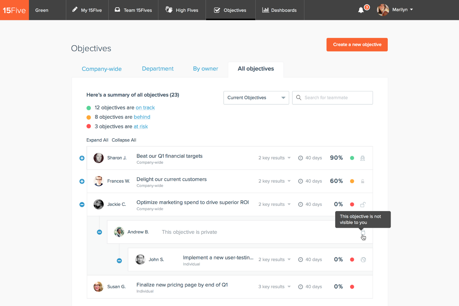 15Five screenshot - 10 alternatyw dla Leapsome do ocen pracowniczych w 2026 roku