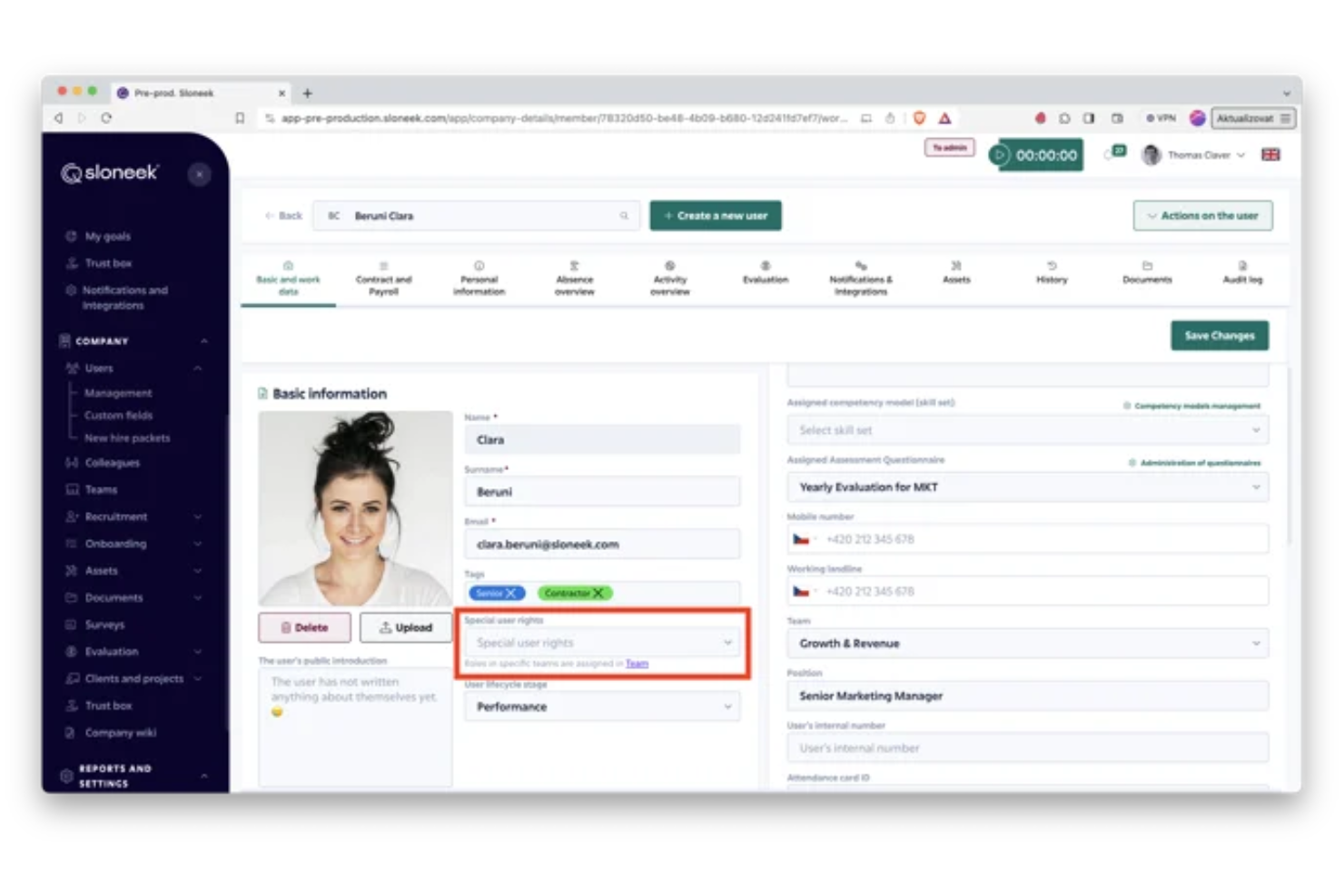 Sloneek screenshot - 10 najlepszych systemów HRIS opartych na SI — przegląd na 2026 rok