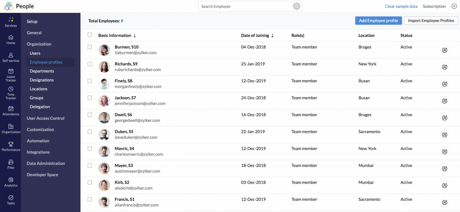 Zoho People screenshot - 10 najlepszych alternatyw dla Zenefits — przegląd na 2026 rok