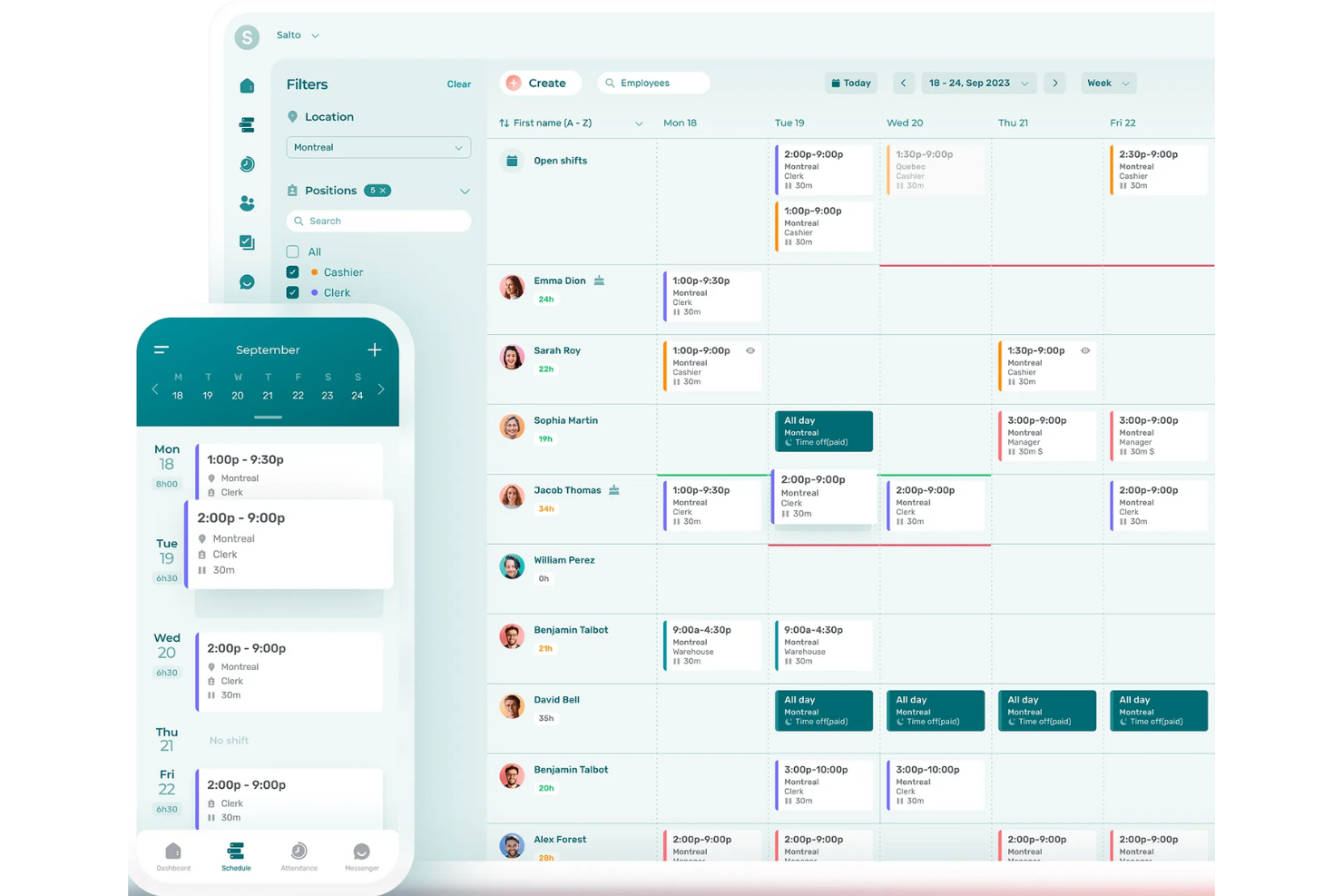 Agendrix screenshot - 10 najlepszych programów do ewidencji czasu pracy pracowników — omówienie na 2026 rok