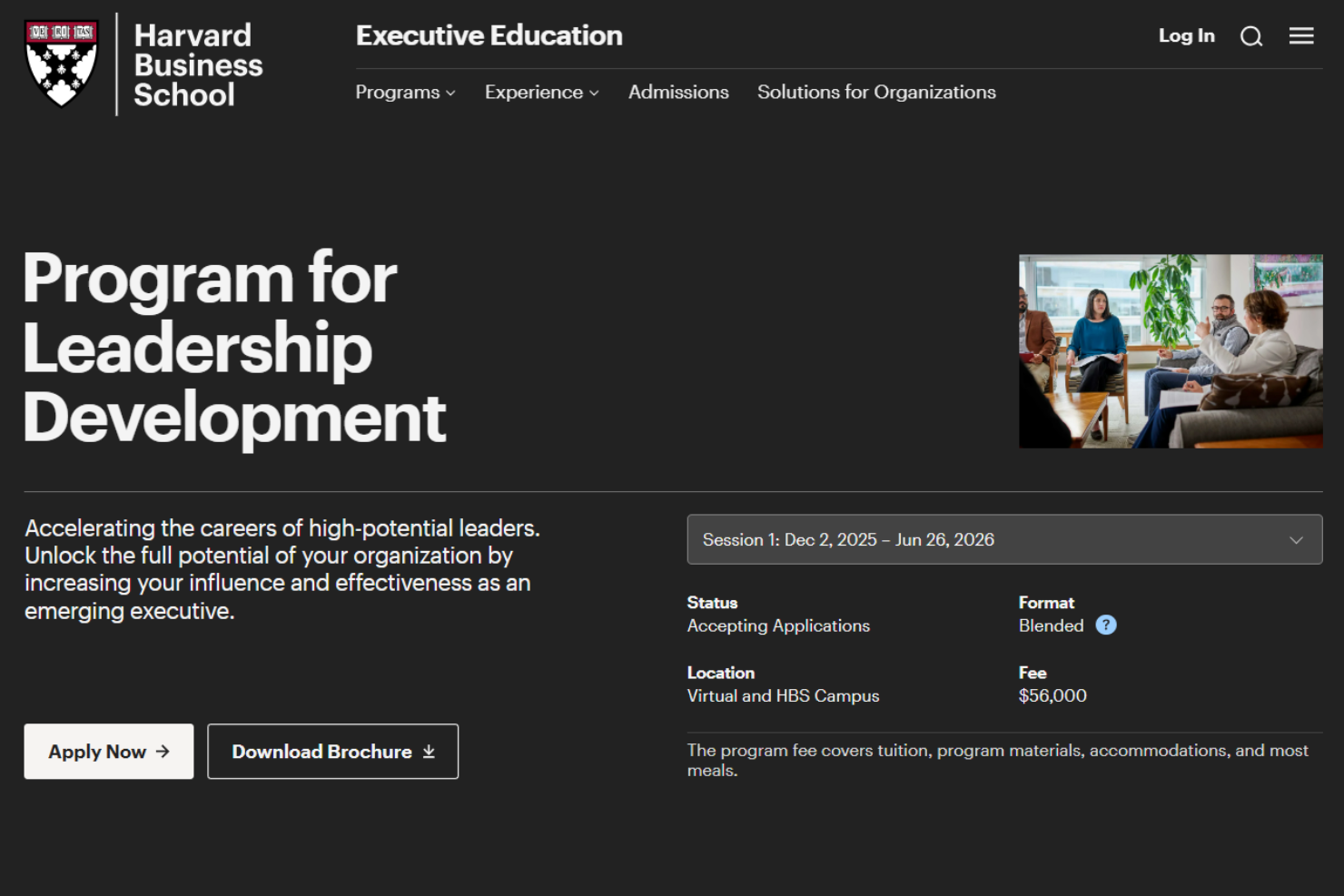 Harvard Business School screenshot - 10 najlepszych programów rozwoju przywództwa w 2026 roku