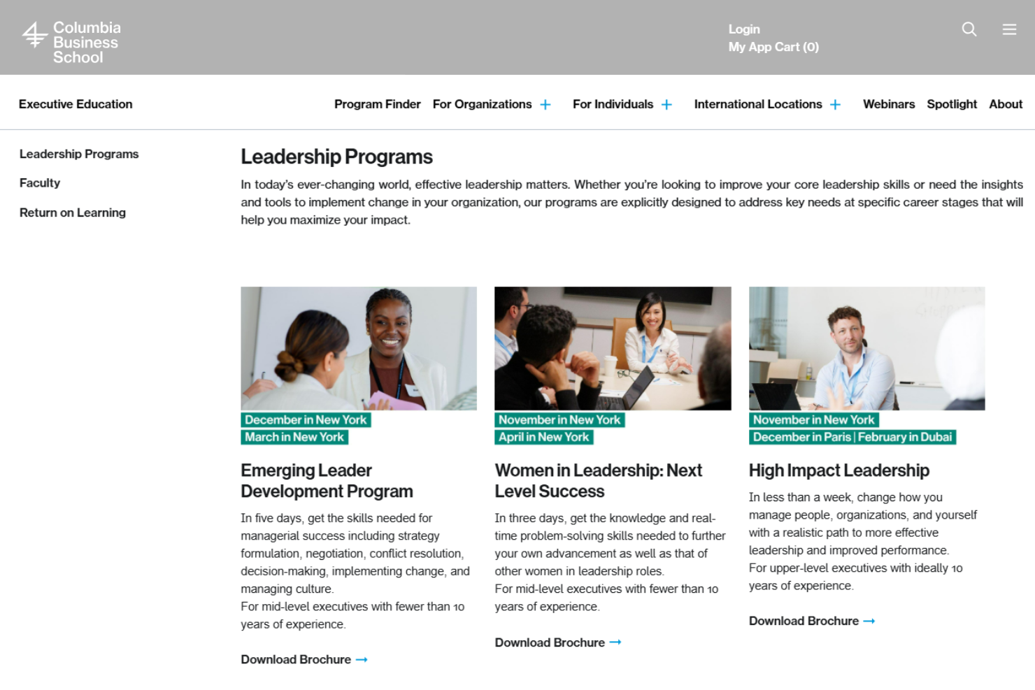 Columbia Business School screenshot - 10 najlepszych programów rozwoju przywództwa w 2026 roku