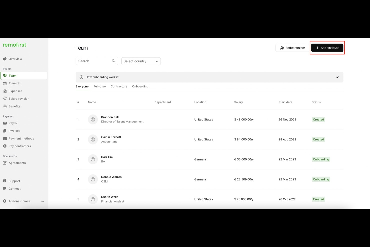 RemoFirst screenshot - 10 najlepszych systemów HRIS w 2026 roku: recenzja i porównanie