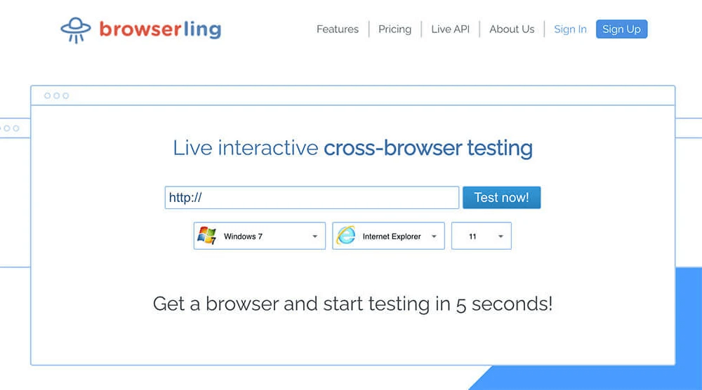 Browserling screenshot - 20 Best Cross-Browser Testing Tools Reviewed For 2024