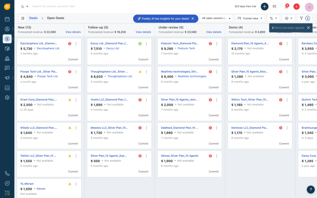 Freshsales screenshot - 22 Best CRM for Small Businesses in 2024