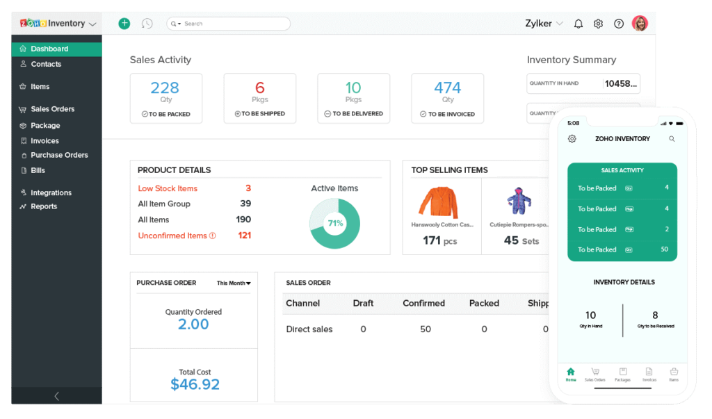 Zoho Inventory screenshot - 30 Best Inventory Management Software Reviewed for 2024