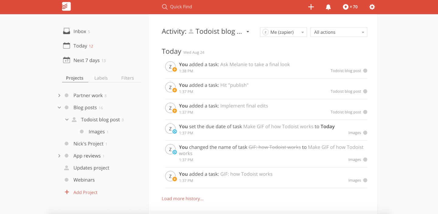 Todoist screenshot - 10 Best Productivity Apps & Productivity Software For 2024