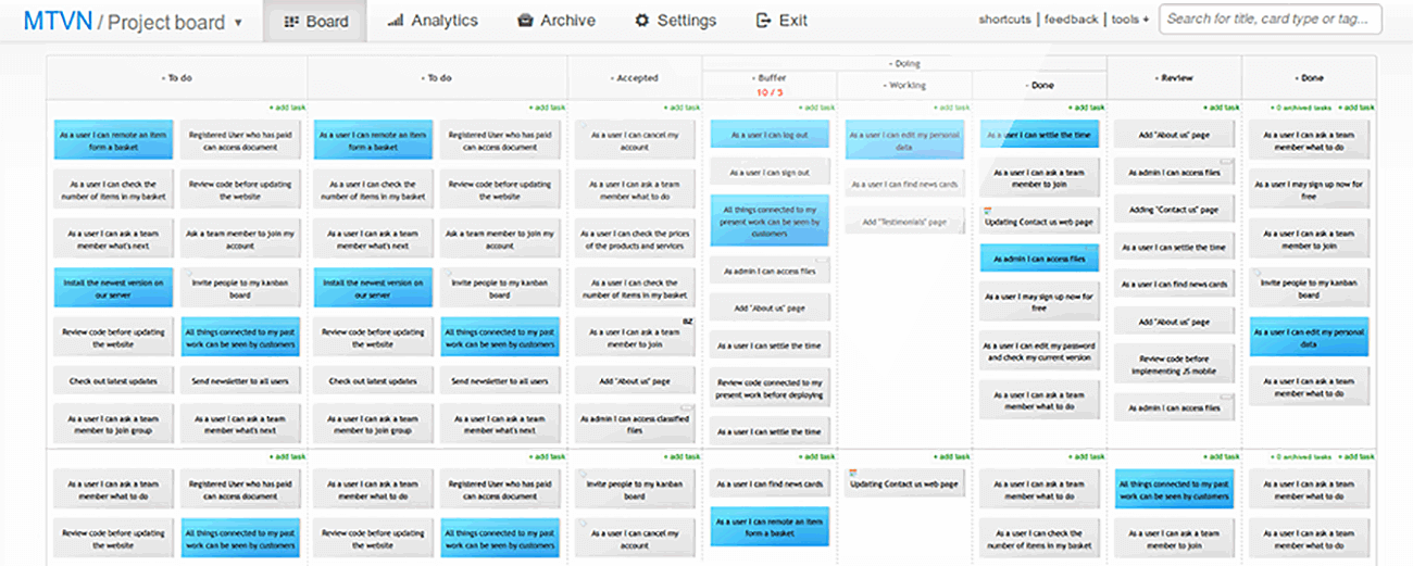 Kanban Tool screenshot - Améliorez votre flux de travail: Les 10 meilleurs outils Kanban de 2024 (alternatives à Trello)