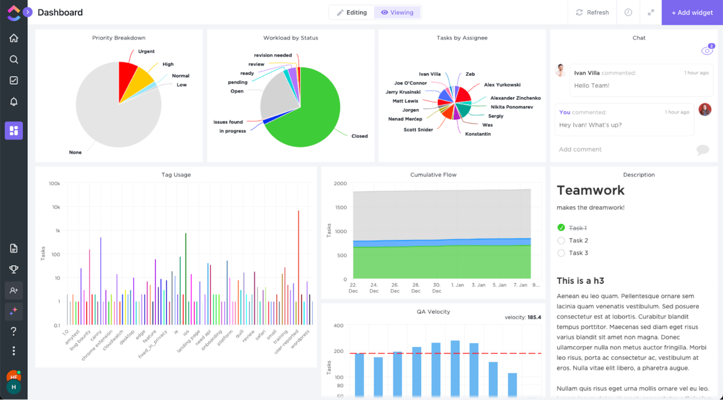 ClickUp screenshot - Die besten Business Intelligence Tools 2024, um einen Überblick in deine Daten zu erhalten