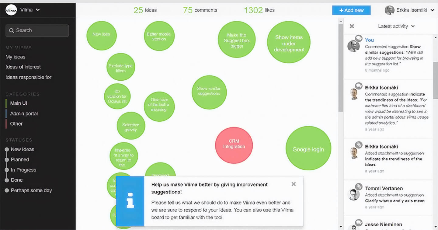 Viima screenshot - Die zehn besten Change Management Tools 2024