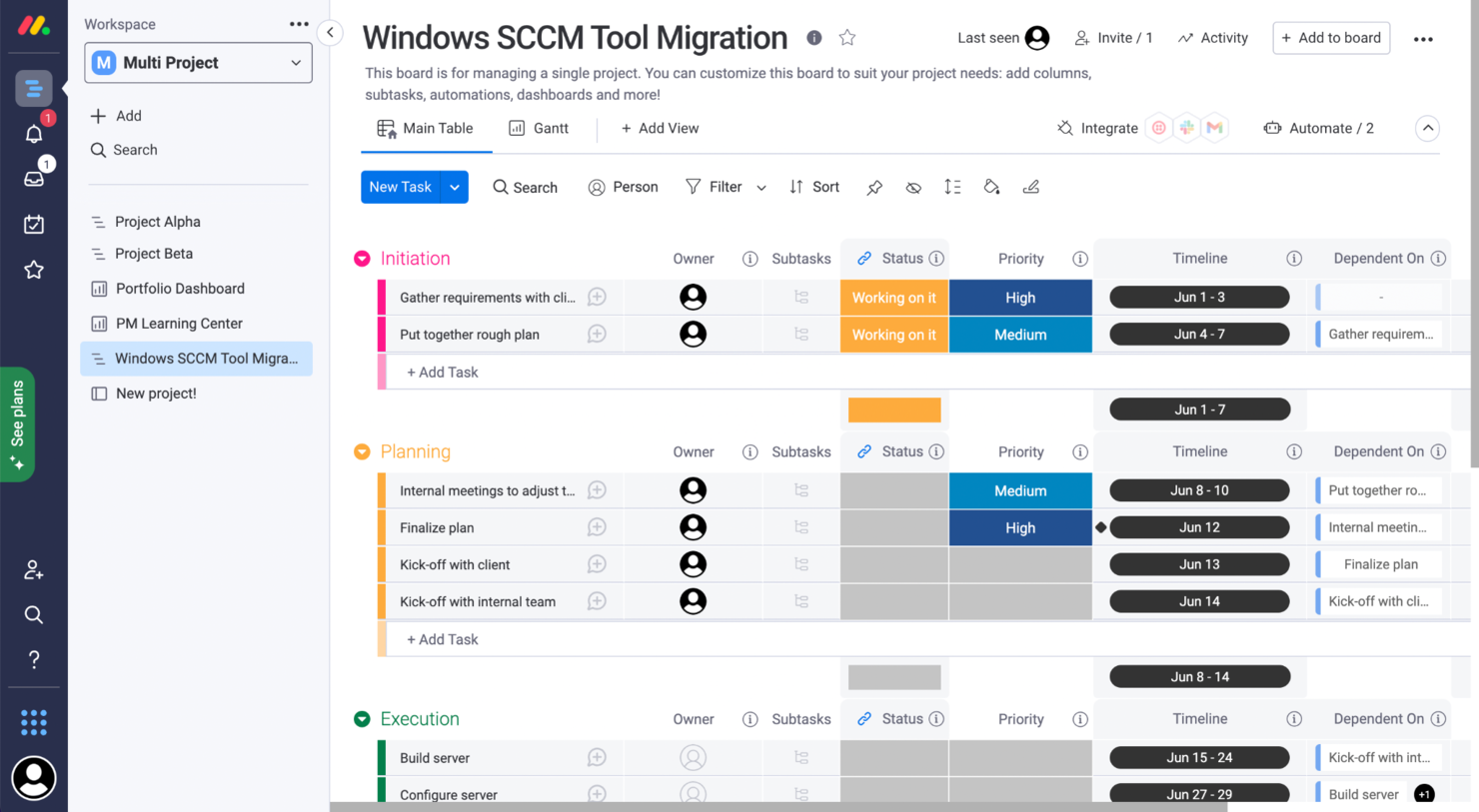 monday.com screenshot - The 10 Easiest Project Management Software Reviewed For 2024