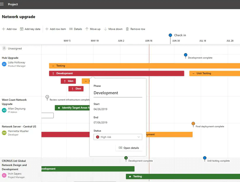 Microsoft Project screenshot - Découvrez le meilleur créateur de diagramme de Gantt pour vos projets en 2024